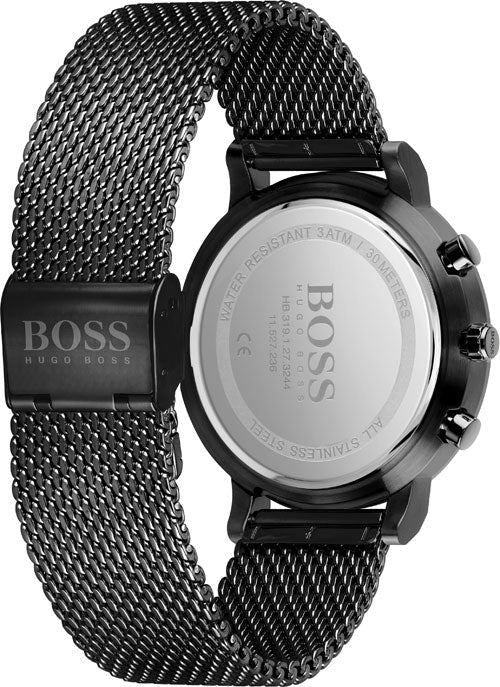 Hugo Boss Integrity Black Dial Black Mesh Bracelet Watch for Men - 1513813