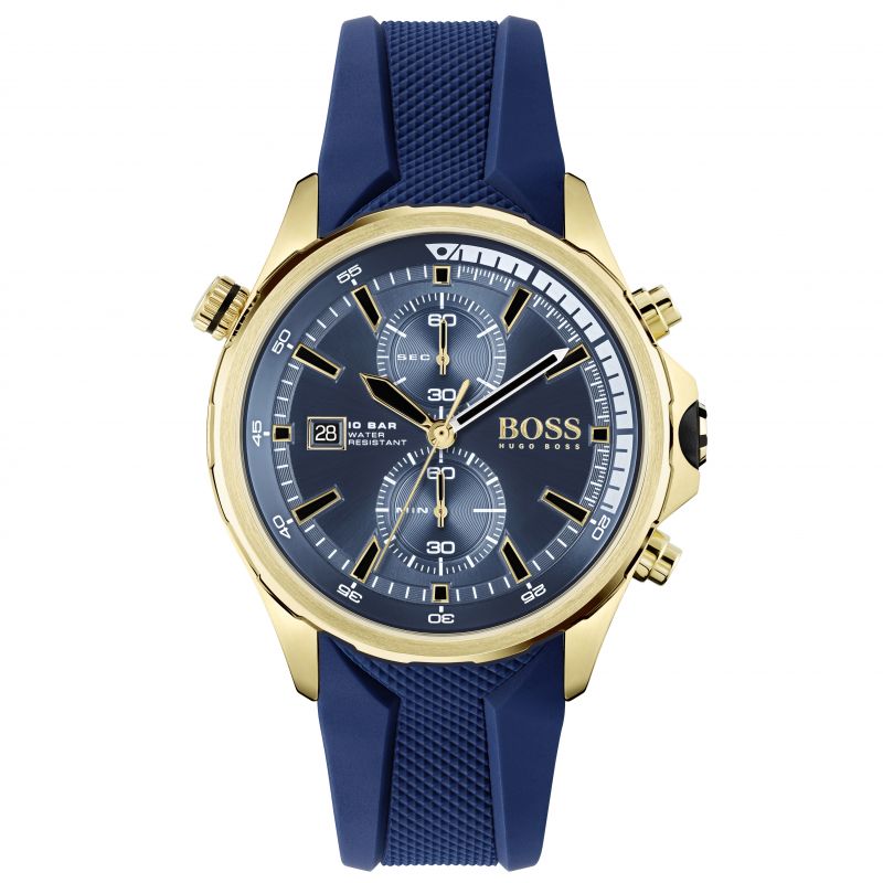 Hugo Boss Globetrotter Blue Dial Blue Silicone Strap Watch for Men - 1513822