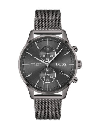 Hugo Boss Associate Grey Dial Grey Mesh Bracelet Watch for Men - 1513870