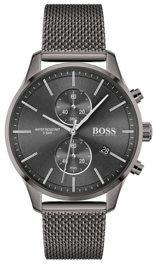 Hugo Boss Associate Grey Dial Grey Mesh Bracelet Watch for Men - 1513870