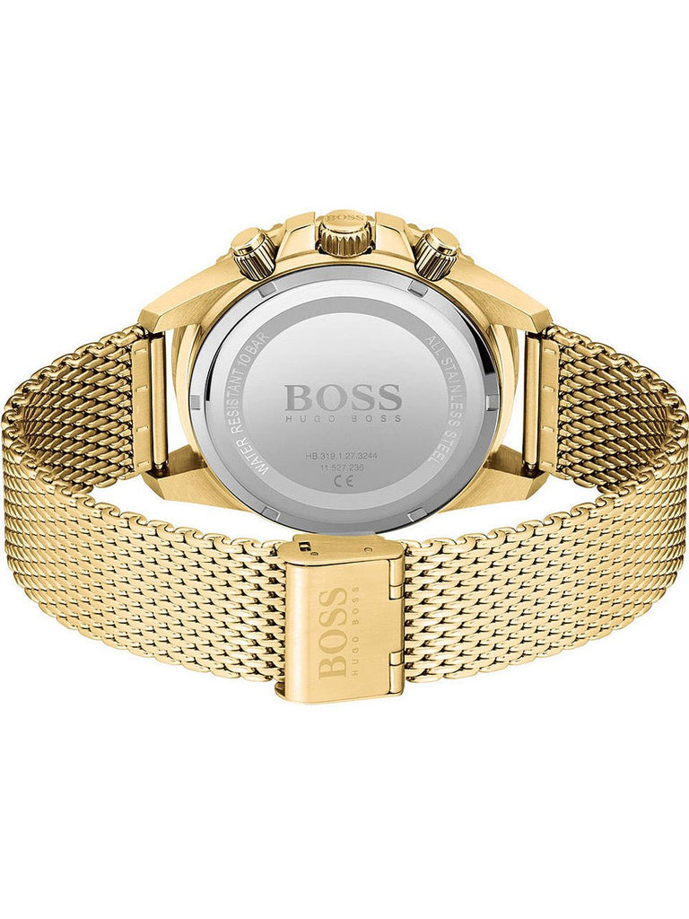 Hugo Boss Admiral Chronograph Black Dial Gold Mesh Bracelet Watch for Men - 1513906