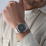 Hugo Boss Troper Chronograph Blue Dial Silver Steel Strap Watch For Men - 1514057