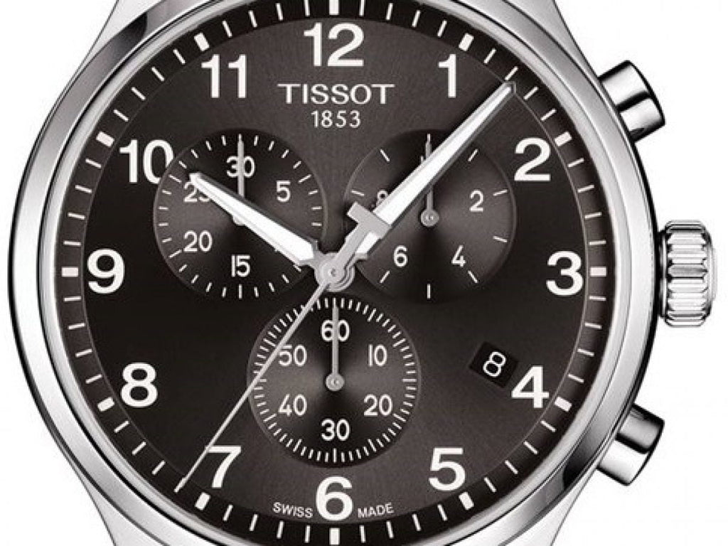 Tissot T Classic Chrono XL Black Dial Silver Steel Strap Watch For Men - T116.617.11.057.01