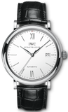 IWC IW356501 Portofino Automatic Men's Watch – White Dial & Black Leather Strap