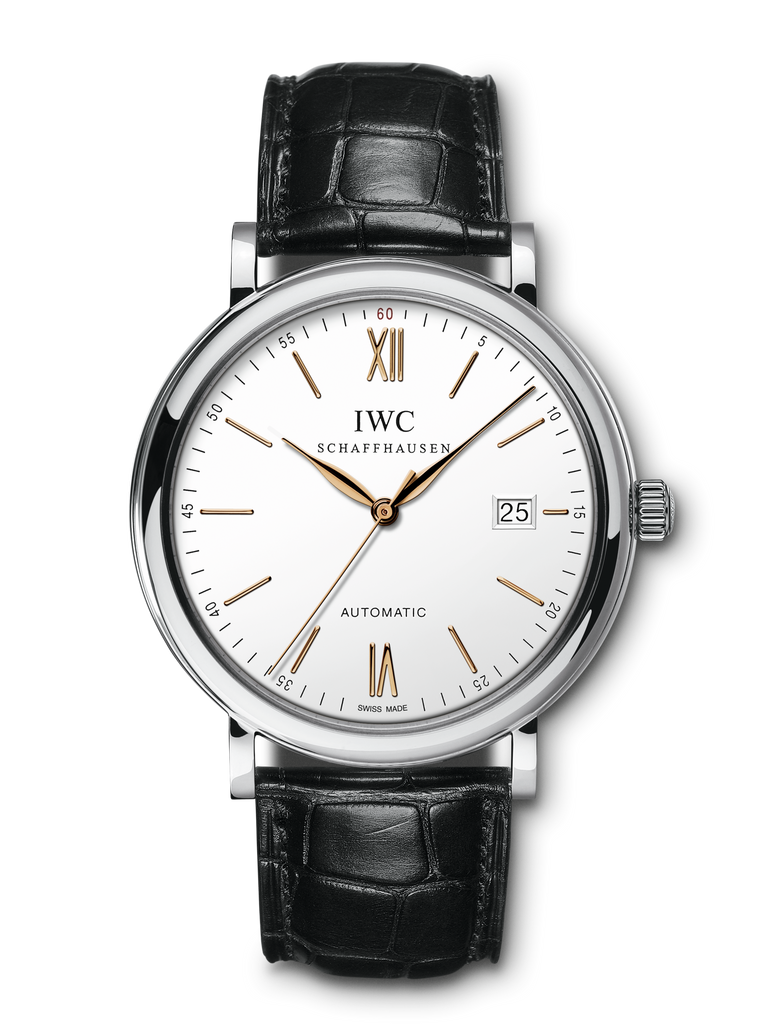 IWC Portofino Automatic White Dial Black Leather Strap Watch for Men - IW356517
