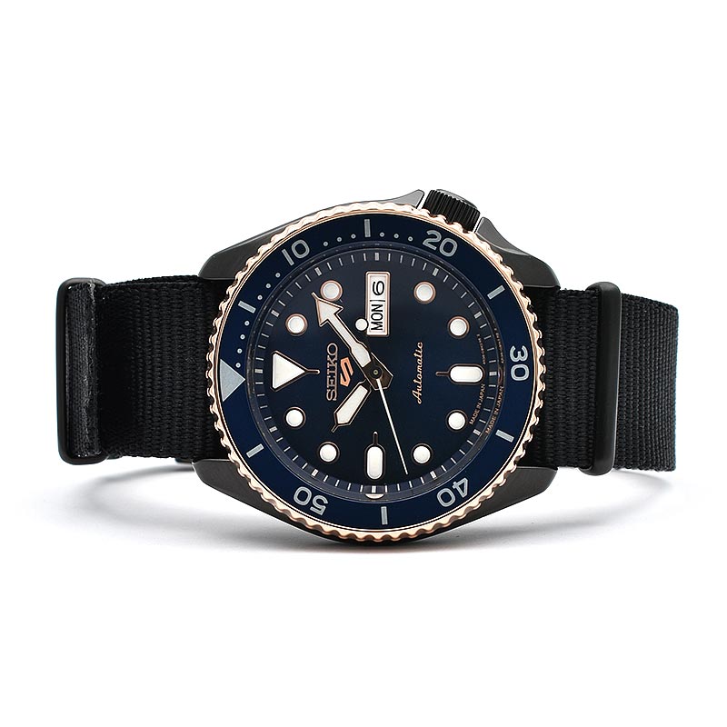 Seiko 5 Sports Automatic Blue Dial Black NATO Strap Watch for Men - SBSA098