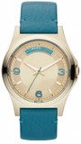 Marc Jacobs Baby Dave Gold Dial Blue Leather Strap Watch for Women - MBM1263