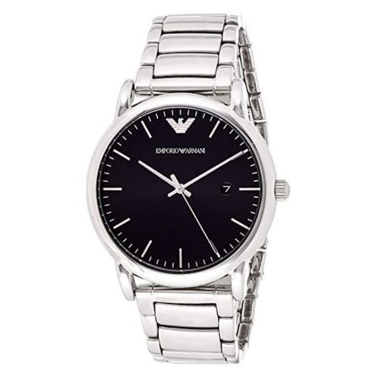 Emporio Armani Luigi Quartz Black Dial Silver Steel Strap Watch For Men - AR2499