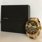 Marc Jacobs Rock Chronograph Black Dial Gold Steel Strap Watch for Women - MBM3253