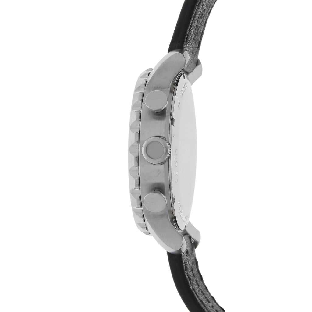 Fossil Pilot 54 Chronograph Black Dial Black Leather Strap Watch for Men - FS5181