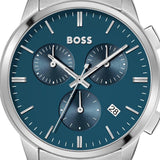 Hugo Boss Dapper Chronograph Blue Dial Silver Steel Strap Watch For Men - 1513927