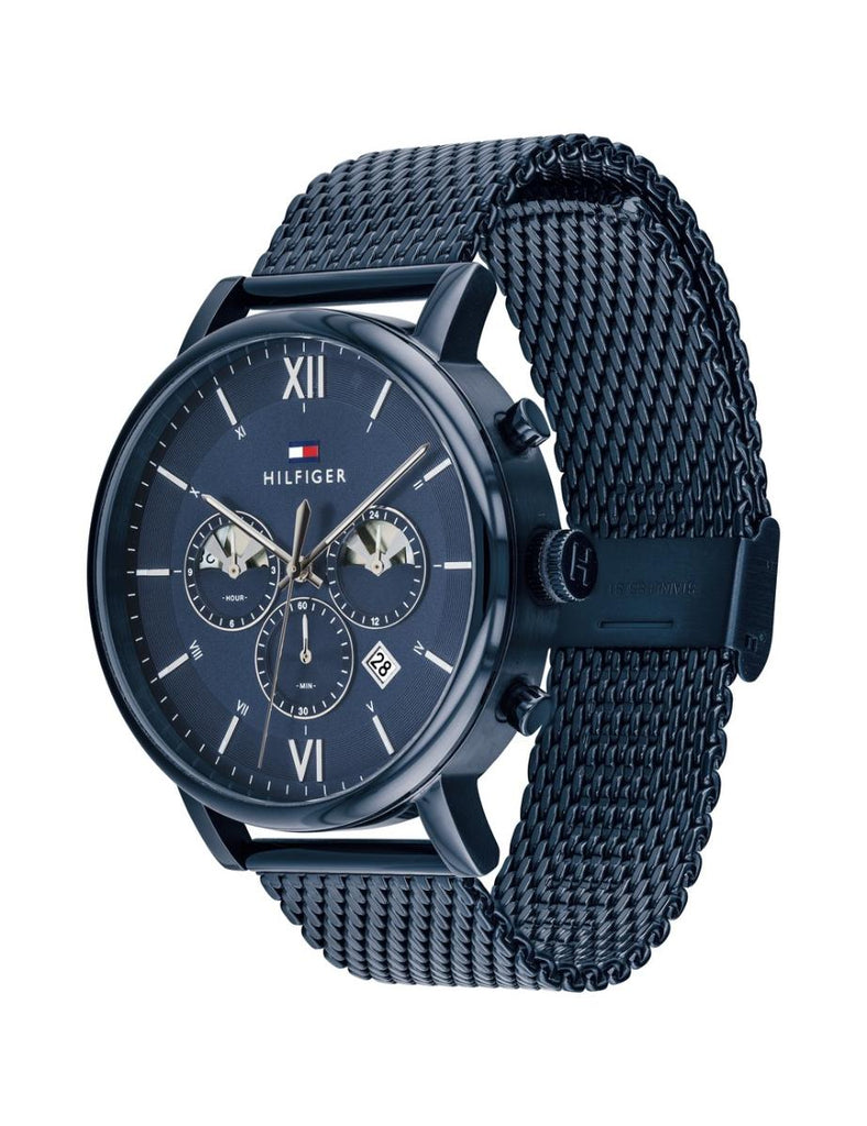 Tommy Hilfiger Evan Blue Dial Blue Mesh Bracelet Watch for Men - 1710397