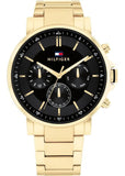 Tommy Hilfiger 1710589 Tyson Chronograph Quartz Men's Watch – Black Dial & Gold Steel Bracelet