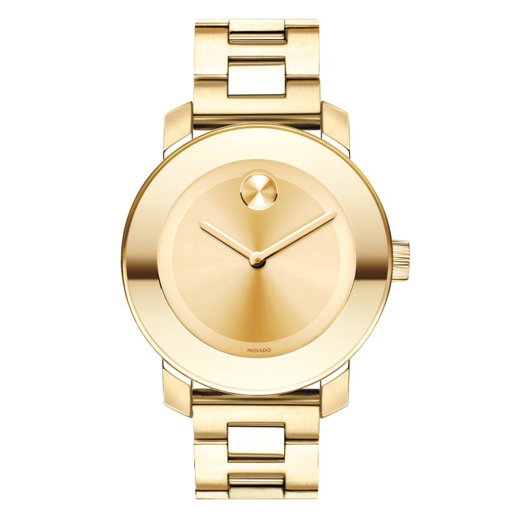Movado Bold Yellow Gold Dial Yellow Gold Steel Strap Watch For Women - 3600085