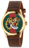 Gucci YA126497 Le Marché des Merveilles Unisex Watch – Red & Green Dial & Brown Leather Strap