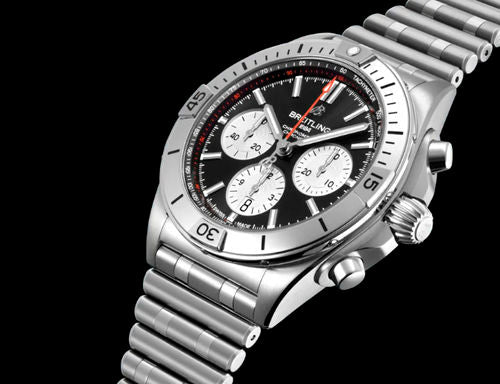 Breitling Chronomat B01 42mm Black Dial Silver Steel Strap Watch for Men - AB0134101B1A1