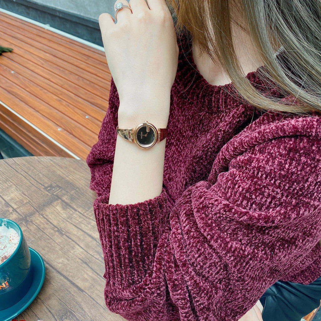 Gucci Guccissima Collection Quartz Black Dial Rose Gold Steel Strap Watch For Women - YA134509