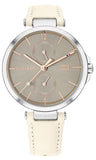 Tommy Hilfiger 1782123 Angela Quartz Women's Watch – Silver Dial & Cream Leather Strap