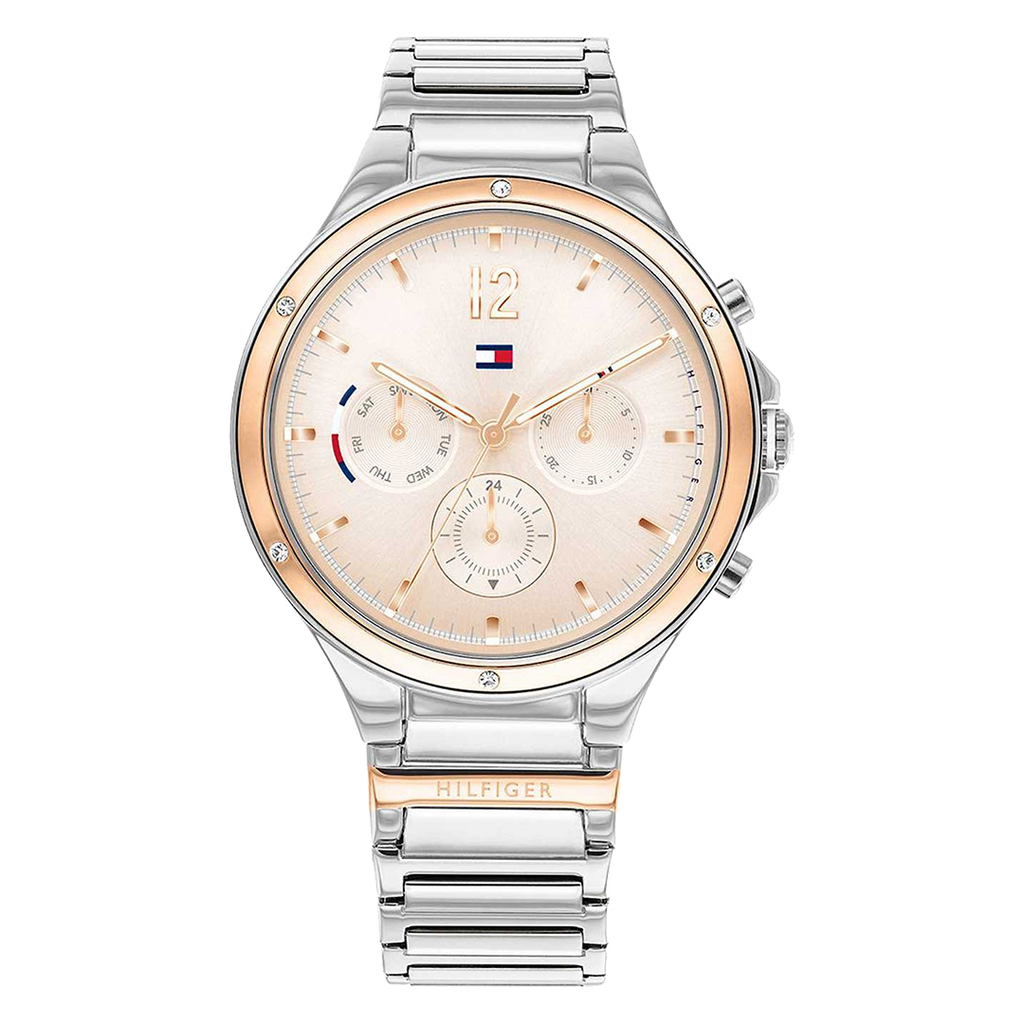 Tommy Hilfiger Eve Chronograph Quartz Pink Dial Silver Steel Strap Watch For Women - 1782279