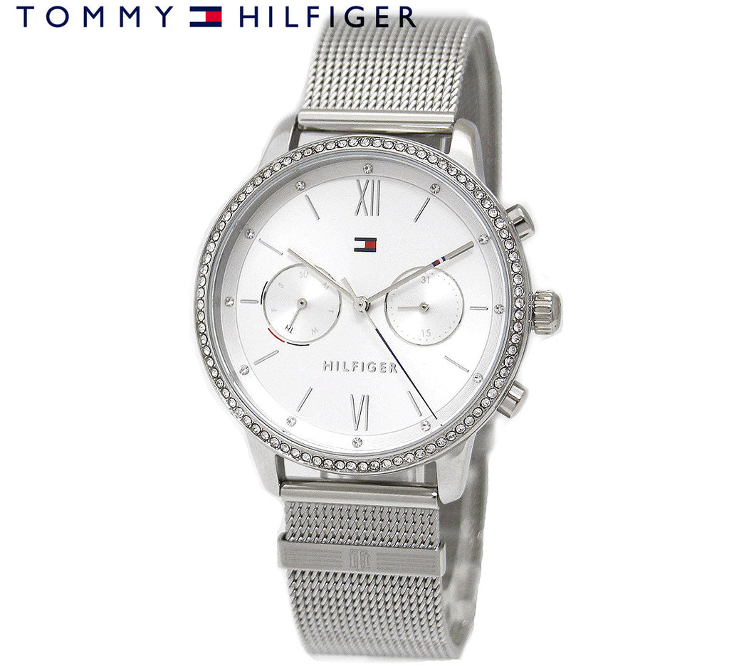 Tommy Hilfiger Blake Diamonds Silver Dial Silver Mesh Bracelet Watch for Women - 1782301