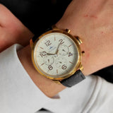 Tommy Hilfiger Jake Multifunction White Dial Black Leather Strap Watch for Men - 1791236