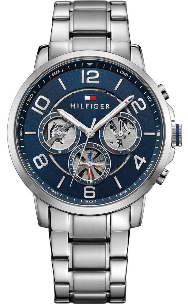Tommy Hilfiger Keagan Blue Dial Silver Steel Strap Watch for Men - 1791293