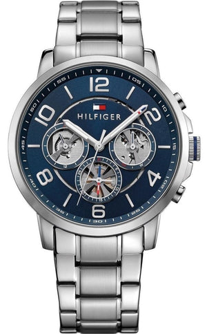 Tommy Hilfiger Keagan Blue Dial Silver Steel Strap Watch for Men - 1791293