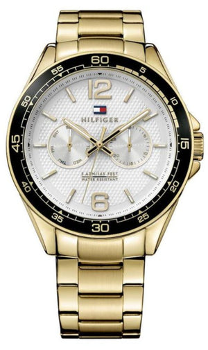 Tommy Hilfiger Sport White Dial Gold Steel Strap Watch for Men - 1791365