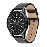 Tommy Hilfiger Austin Black Dial Black Leather Strap Watch for Men - 1791638
