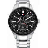 Tommy Hilfiger Austin Black Dial Silver Steel Strap Watch for Men - 1791639