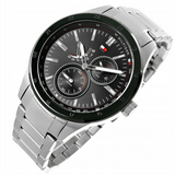 Tommy Hilfiger Austin Black Dial Silver Steel Strap Watch for Men - 1791639