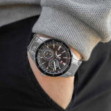 Tommy Hilfiger Austin Black Dial Silver Steel Strap Watch for Men - 1791639