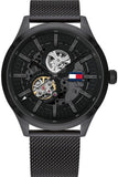 Tommy Hilfiger 1791644 Spencer Skeleton Men's Watch – Black Dial & Black Mesh Bracelet