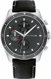Tommy Hilfiger 1791838 Parker Chronograph Quartz Men's Watch – Grey Dial & Black Leather Strap