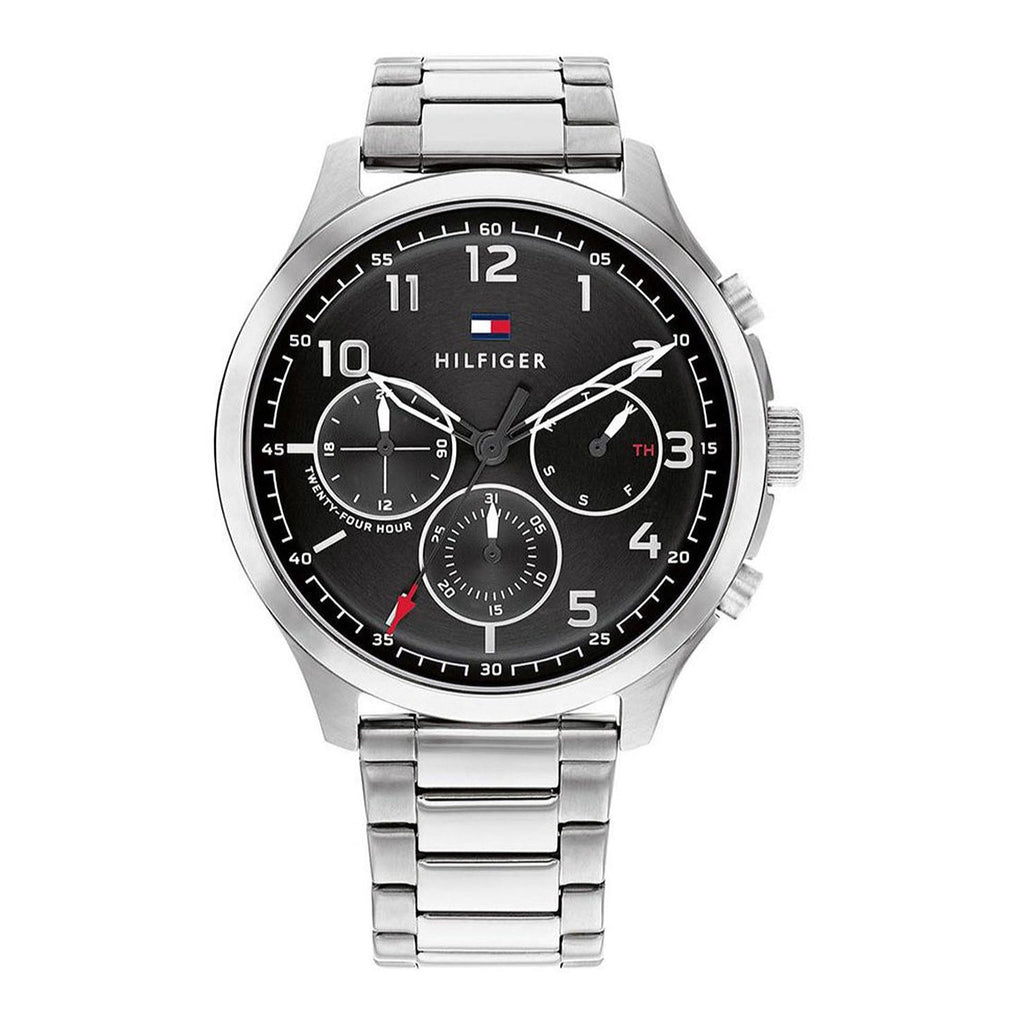Tommy Hilfiger Asher Chronograph Black Dial Silver Steel Strap Watch For Men - 1791852
