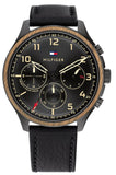 Tommy Hilfiger 1791854 Asher Chronograph Quartz Men's Watch – Black Dial & Black Leather Strap