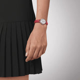 Tissot Bellissima Small Lady Diamonds Mother of Pearl Dial Red Leather Strap Watch For Women - T126.010.66.113.00