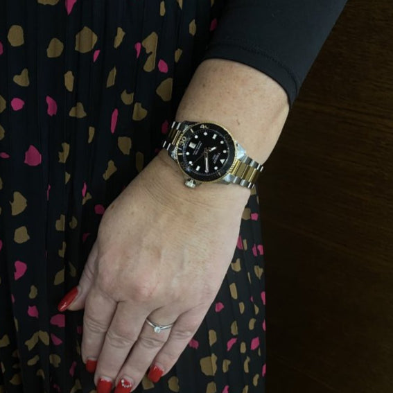 Tissot T120.210.22.051.00 Seastar 1000 Women's Watch – Black Dial & Two-Tone Steel Strap