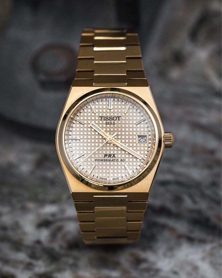 Tissot T137.207.33.021.00 PRX Powermatic 80 Men's Watch – Gold Dial & Gold Steel Strap