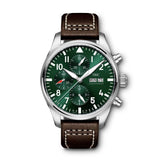 IWC Pilot's Watch Chronograph Edition Racing Green 43mm Green Dial Brown Leather Strap Watch for Men - IW377726