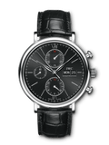 IWC IW391029 Portofino Chronograph Men's Watch – Black Dial & Black Leather Strap