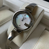 Gucci Guccissima Diamonds Mother of Pearl Dial Silver Steel Strap Watch For Women - YA134303