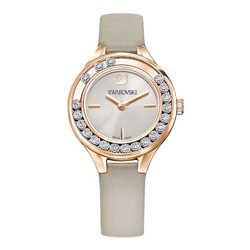 Swarovski Lovely Crystals Mini Grey Dial Grey Leather Strap Watch for Women - 5261481