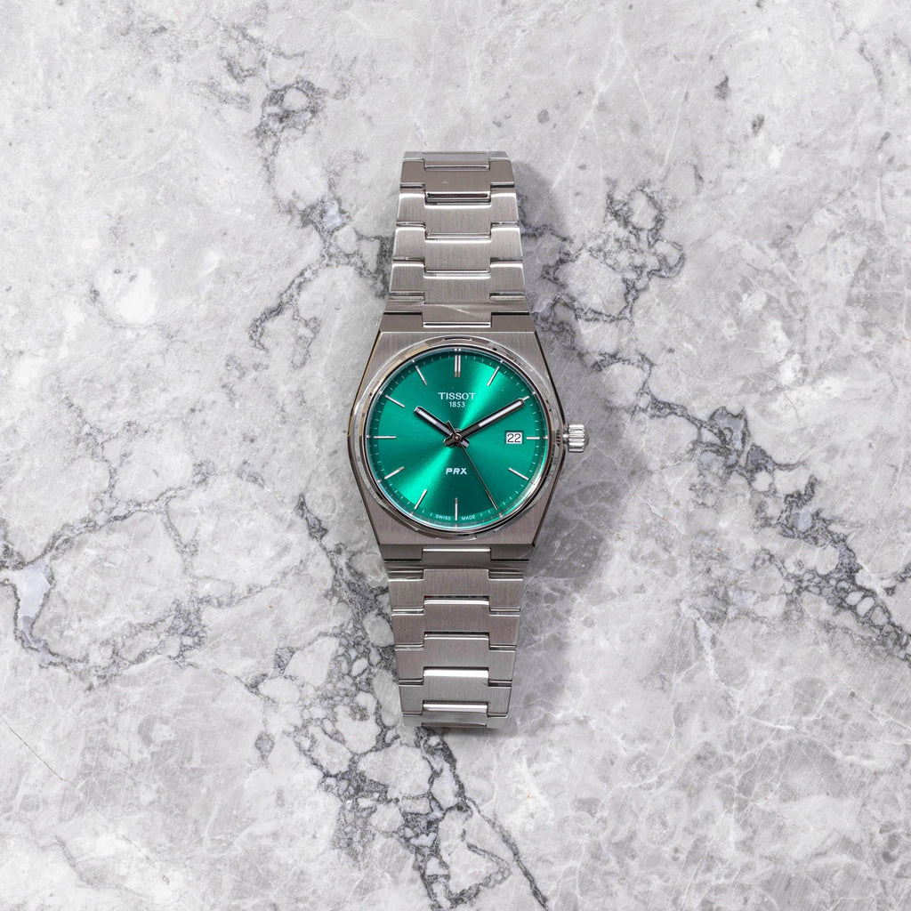 Tissot PRX Green Dial Silver Steel Strap Watch for Women - T137.210.11.081.00