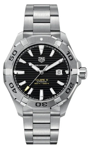 Tag Heuer Aquaracer Automatic Black Dial Silver Steel Strap Watch for Men - WAY2010.BA0927