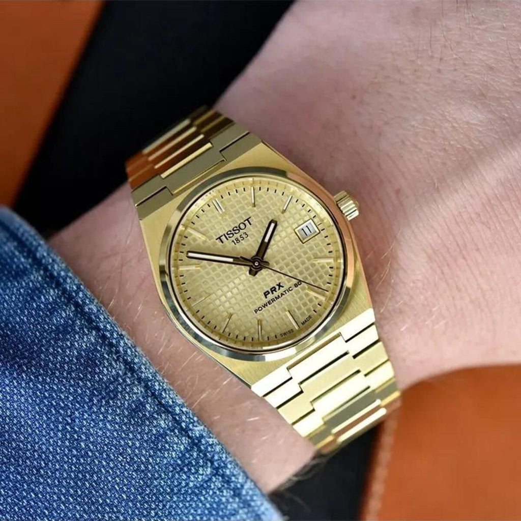 Tissot T137.207.33.021.00 PRX Powermatic 80 Men's Watch – Gold Dial & Gold Steel Strap