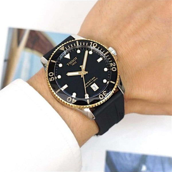 Tissot T120.410.27.051.00 Seastar 1000 Men’s Watch – Black Dial & Black Rubber Strap
