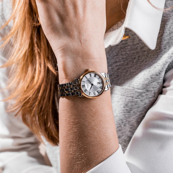 Tissot T Classic Carson Lady Premium Silver Dial Two Tone Steel Strap Watch For Women - T122.210.22.033.00