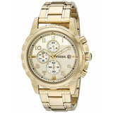 Fossil Dean Chronograph Champagne Dial Gold Steel Strap Watch for Men - FS4867
