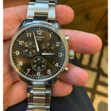 Tissot T Classic Chrono XL Black Dial Silver Steel Strap Watch For Men - T116.617.11.057.01